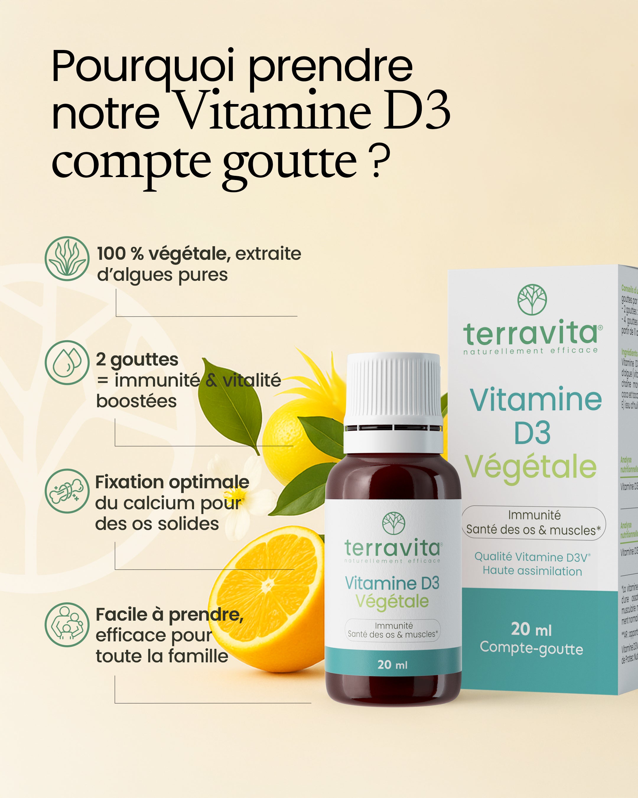 Vitamine D3 végétale - compte goutte